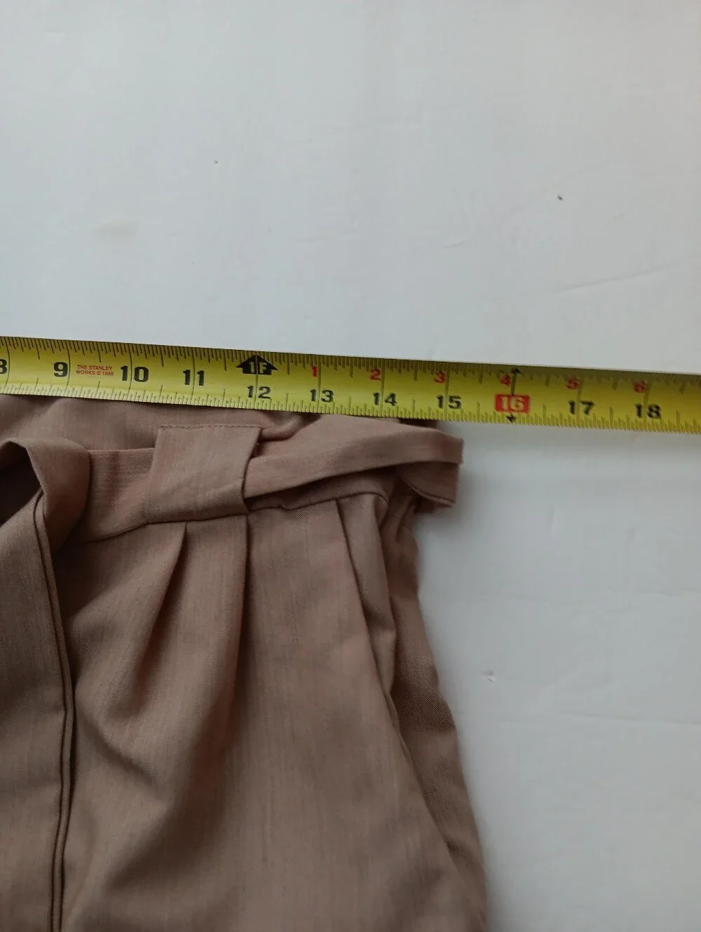 Grace Karin Beige Paperbag High Waist Bow Cuffs Side Zipper Women's Pants Sz L